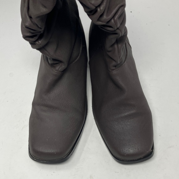 Chadwick's Dark Brown Scrunch Ruched Mid-Calf Leather Boots 7.5M - Picture 8 of 15